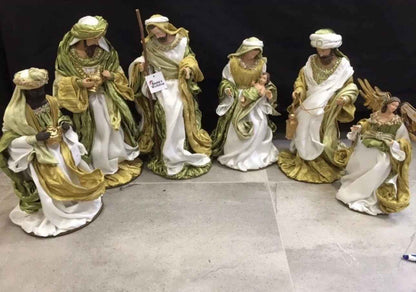 Religious Handmade Christmas Nativity Set with Manger (35–50cm) & Angel – Holy Family with Angel Religious Scene, Christian Christmas Home Decor & Holiday Gift ✨