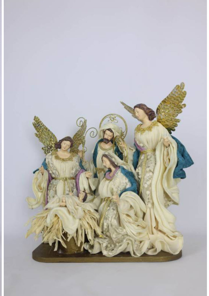 PRE ORDER 12.5" Holy Family Nativity Set with 13.5" Angels – Elegant Christmas Religious Decoration, Complete Nativity Scene Display, Holiday Home & Church Décor PRE ORDER