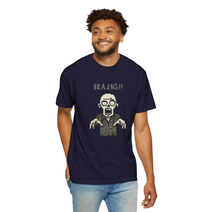 Pixel Zombie 'BRAINS!!' T-Shirt  By Aprasi