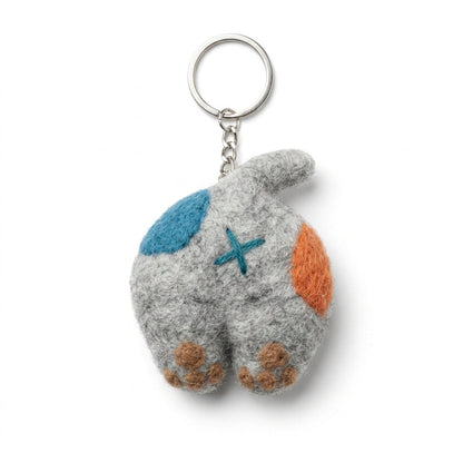 Funny Handmade Wool Felt Cat Back Keyring