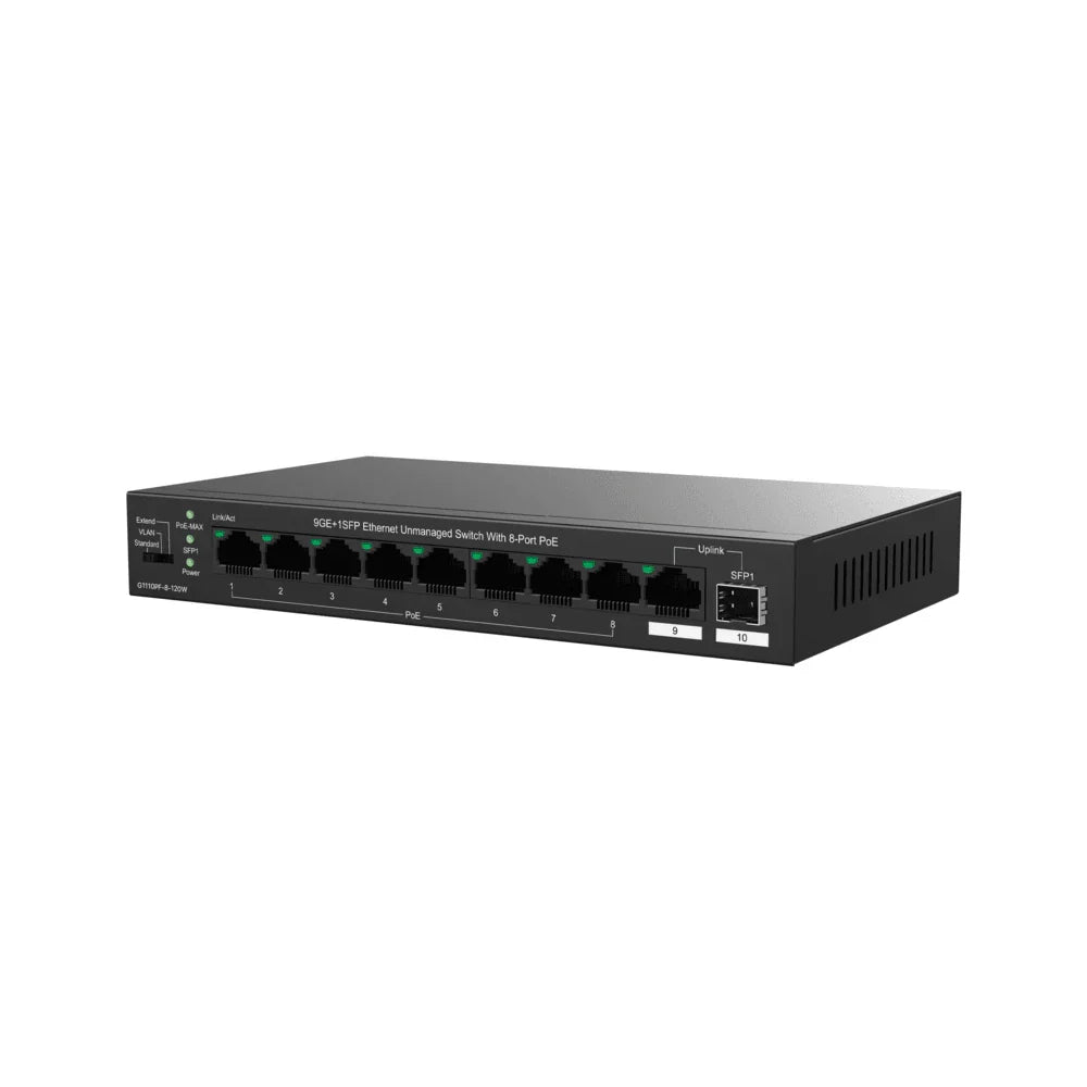 IP-COM G1110PF-8-120W 8-Port Gigabit PoE+ Switch 120W with 1x SFP Combo Uplink Unmanaged L2