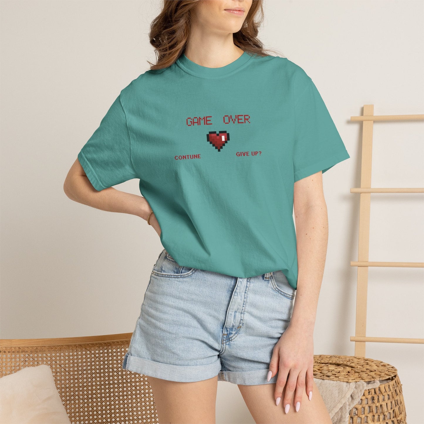 Game Over Pixel Heart Tee Retro Gaming Graphic Tee  Gamer Gift Tee