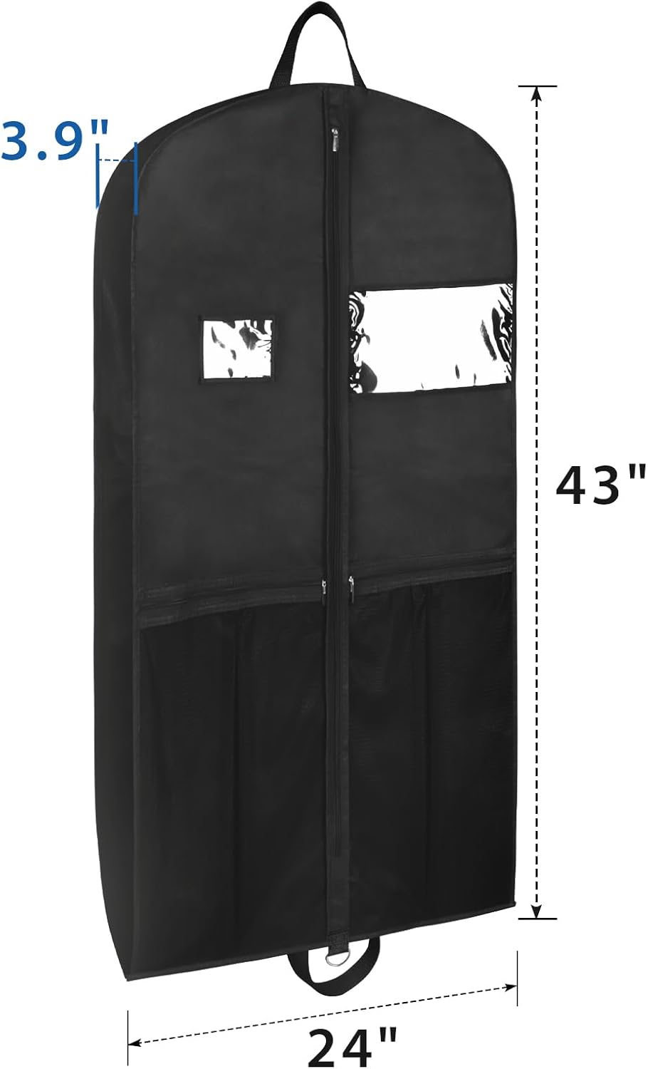 Garment Bags for Hanging Clothes Travel 43" Suit Bags for Closet Storage with Pockets Breathable Clothes Bags for Travel, Clothes,Suits,T-Shirts and Jackets with PVC Card Holder（2 Pack）