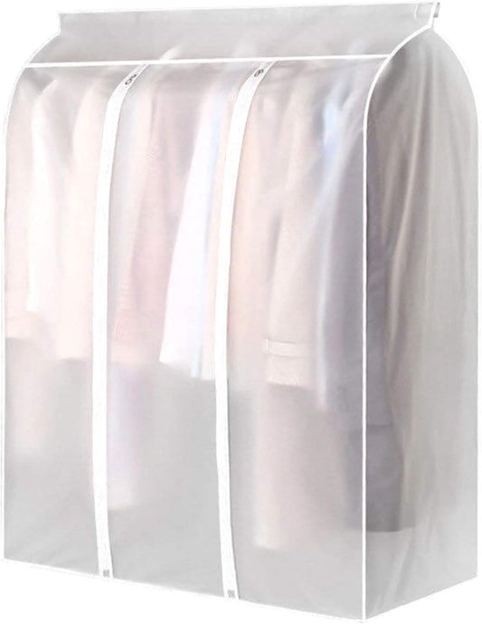 Transparent hanging garment cover bag with zip opening, PEVA, for wardrobe rack