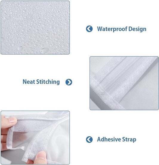 Transparent PEVA garment bag fabric with stitched panels and reinforced seam