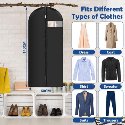 Garment Covers 60 X 140 Cm Pack Of 6, Waterproof Dustproof Clothes Cover With Zip, Hanging Garment Cover For Storage Of