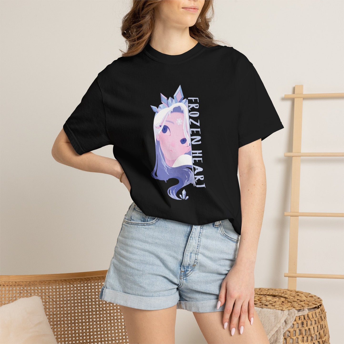 Winter Majesty Frozen Heart T-Shirt - Cryo Empress Ice Queen Anime Graphic Tee