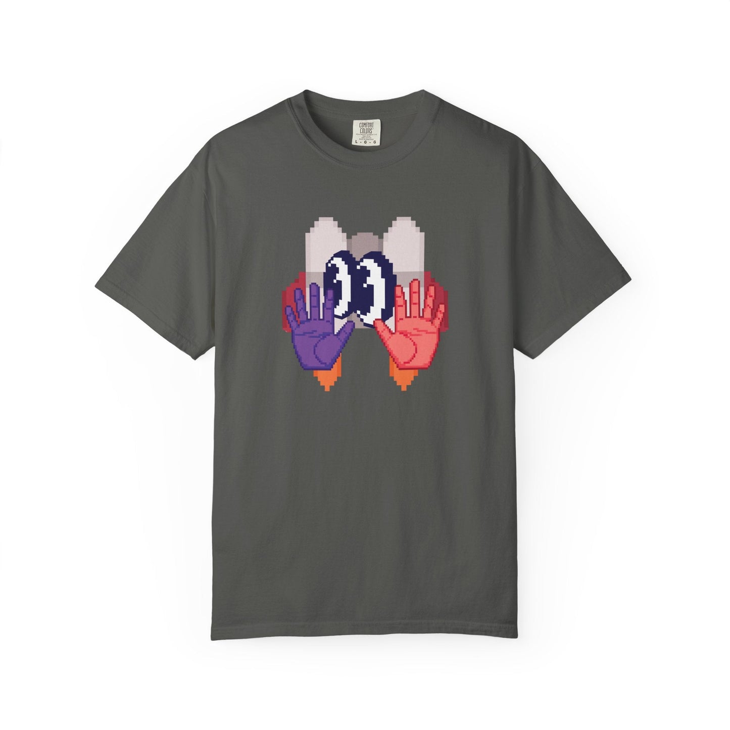 Retro Pixel Mechanical Hands Graphic Tee Garment Dyed Pixel Art Streetwear Shirt  Designed by Aprasi  S to 3XL