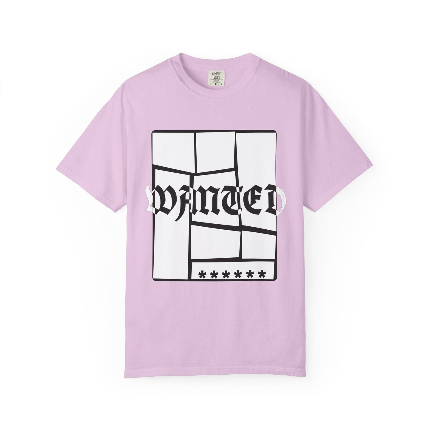Wanted Graphic Tee Window Grid Design with wanted printed Tees