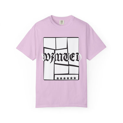 Wanted Graphic Tee Window Grid Design with wanted printed Tees