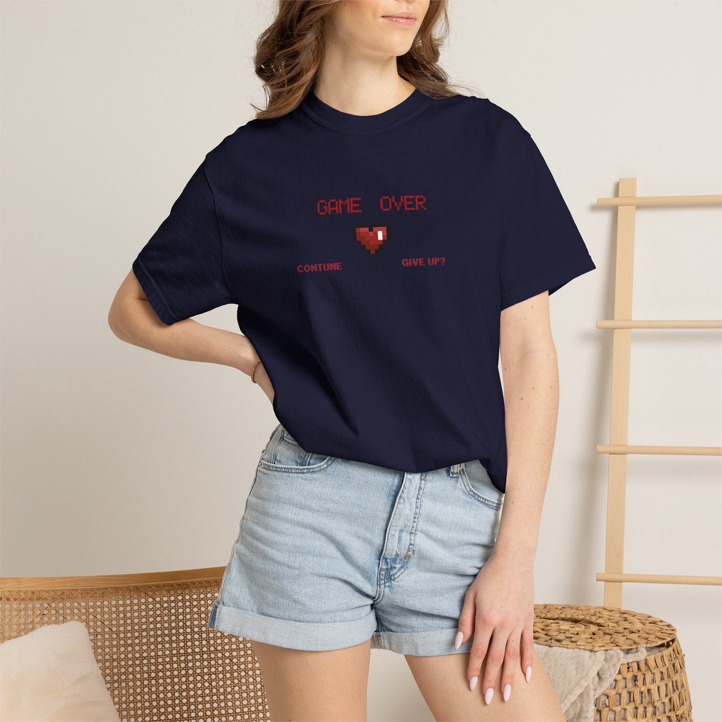 Game Over Pixel Heart Tee Retro Gaming Graphic Tee  Gamer Gift Tee