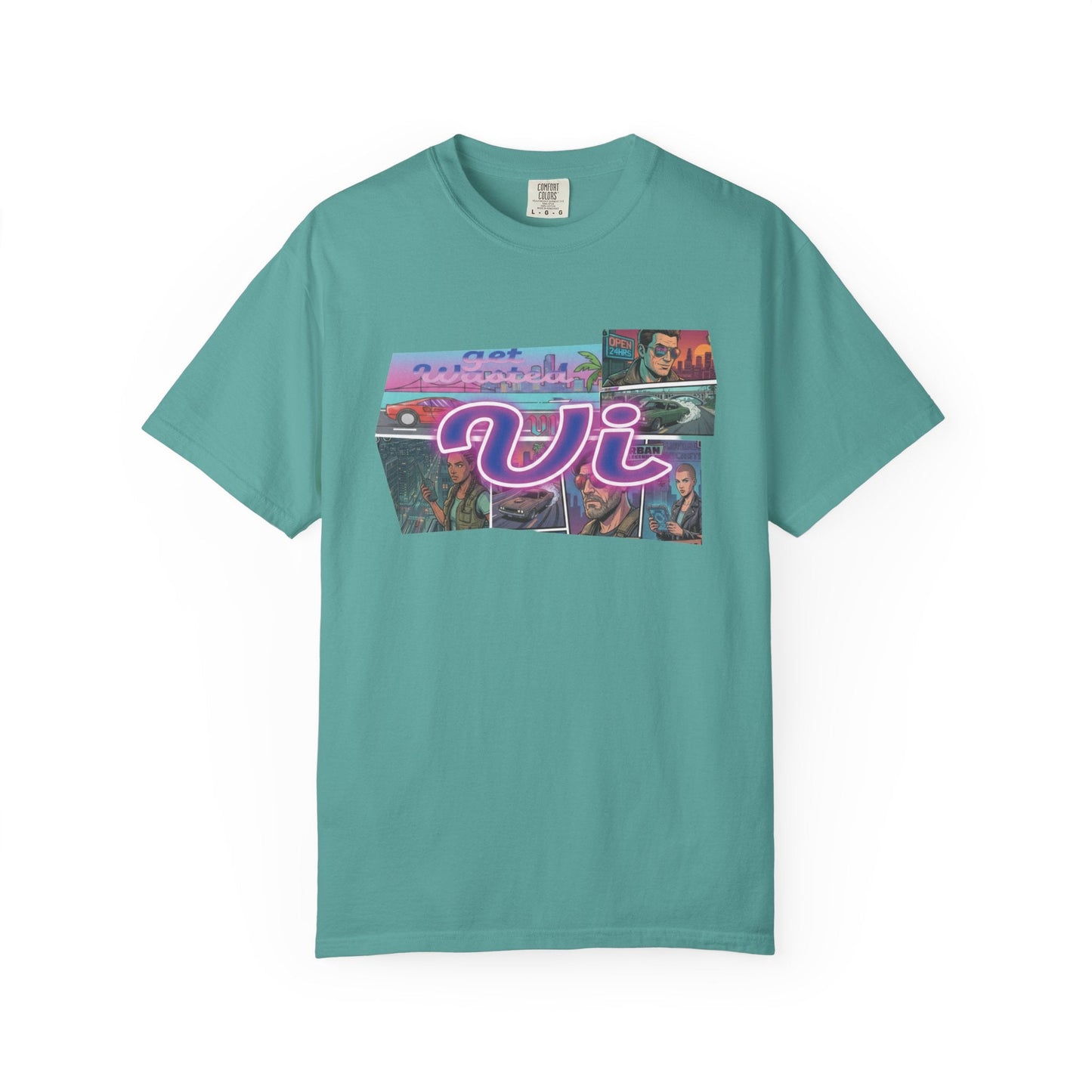 Vice City VI Retro Aesthetic Graphic Tee, Neon Miami Vibes  T-Shirt