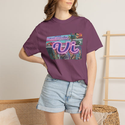 Vice City VI Retro Aesthetic Graphic Tee, Neon Miami Vibes  T-Shirt