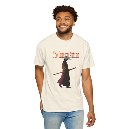 Crimson Autumn Samurai Tee | Distressed Japanese Warrior Shirt