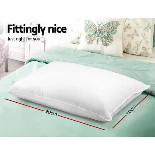 White bed pillow, 50x90 cm size, smooth filling