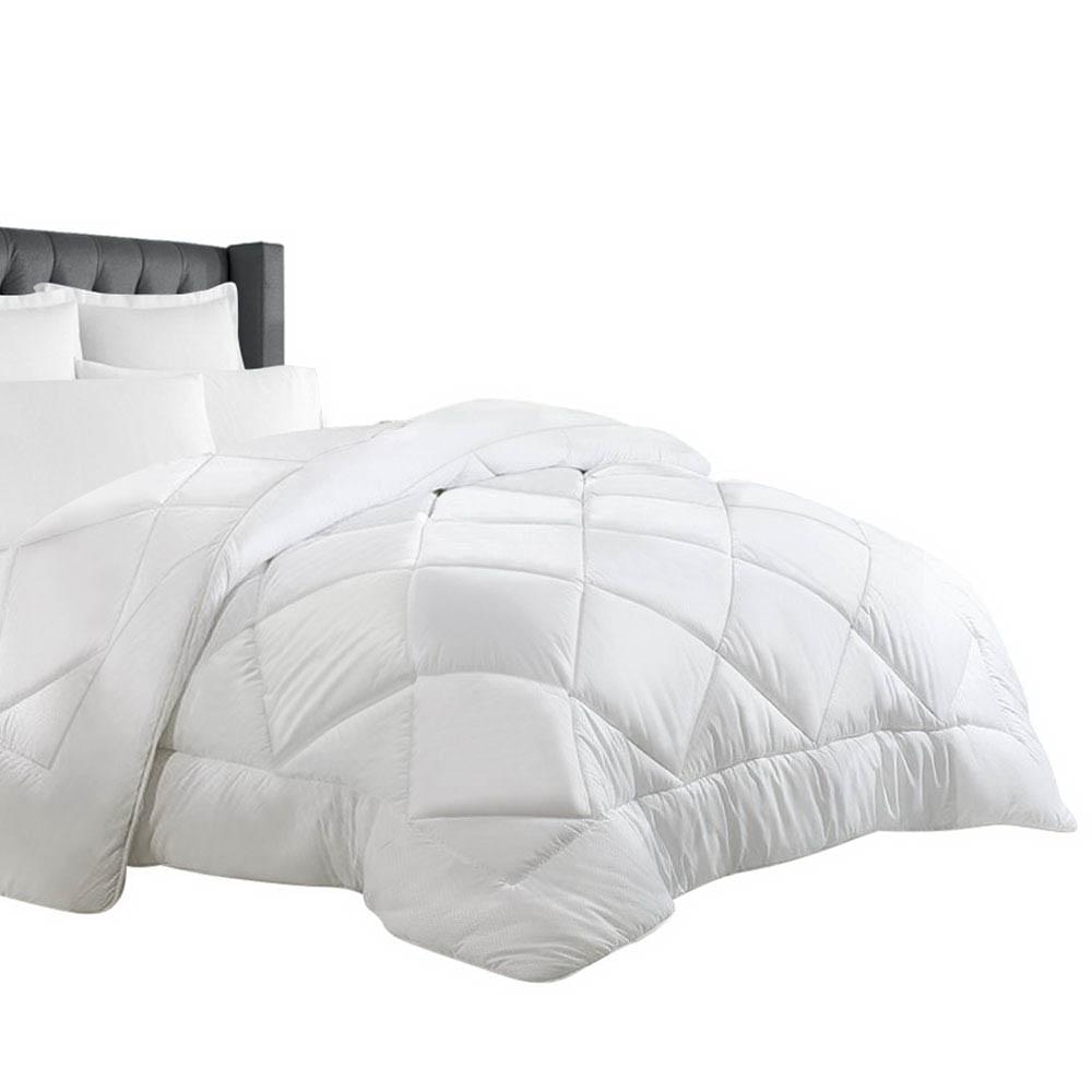 Microfibre bamboo quilt, white, channel-quilted top and overhang for super king