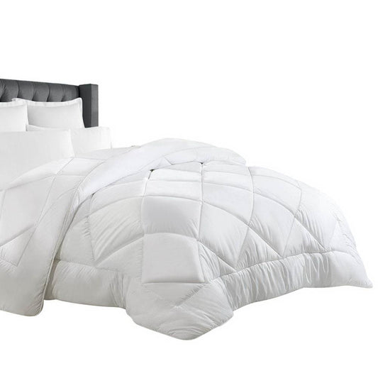 Microfibre bamboo quilt, white, channel-quilted top and overhang for super king