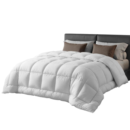 Giselle wool quilt doona, white thick quilt with raised baffle stitching