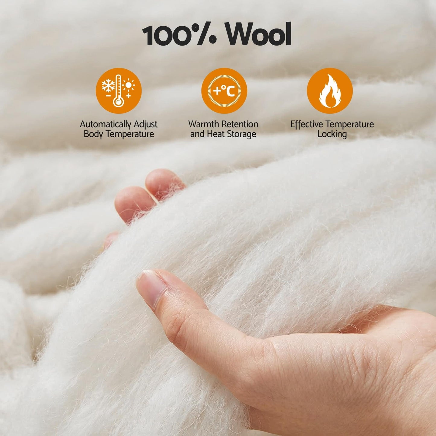 Giselle wool quilt doona close-up: soft 100% wool filling texture