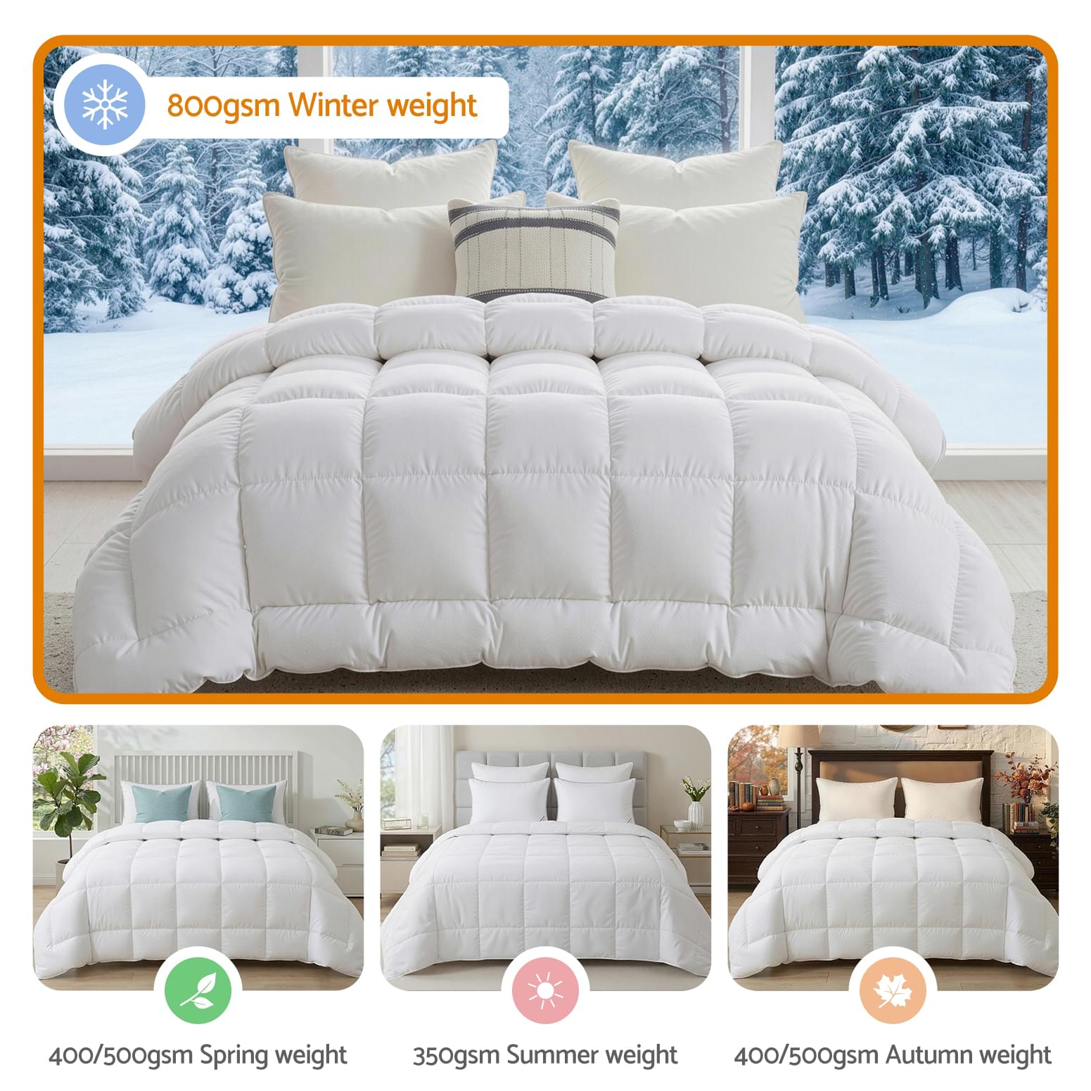 Giselle wool quilt doona winter weight, thick white baffle comforter