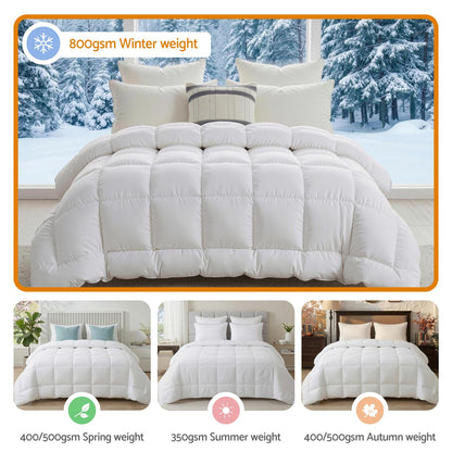 Giselle wool quilt doona winter weight, thick white baffle comforter