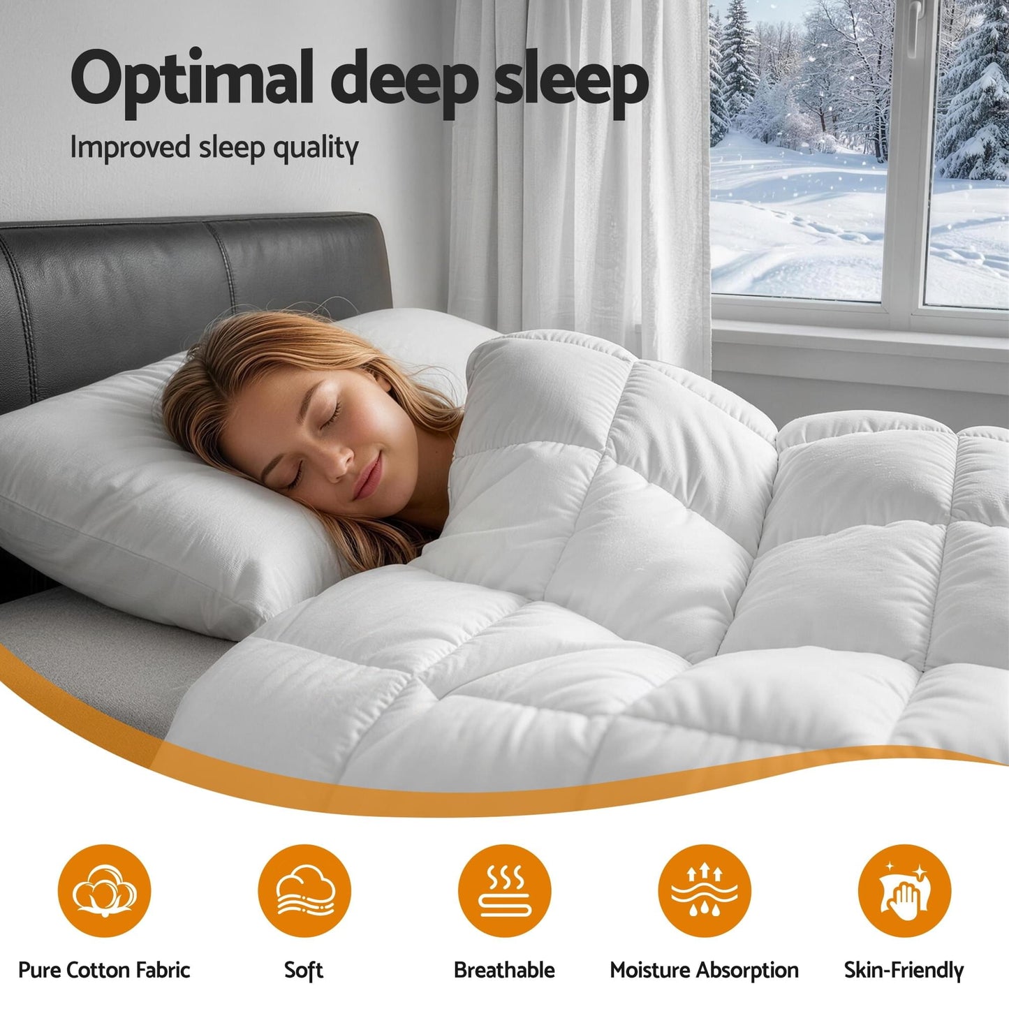 White wool quilt, thick baffle-stitched winter doona for double bed