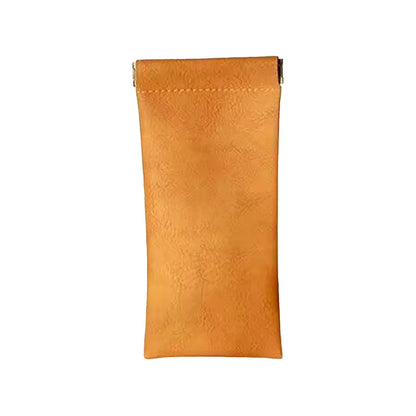 Glasses Case, Soft Eyeglass Case, Portable Squeeze Top Leather Glasses Case, Anti-Scratch Eyeglass Case For Women Men (Orange/1 Pcs) 3.14x6.88 3.14" x 6.88" Orange+Green+Blue+Pink
