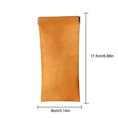 Glasses Case, Soft Eyeglass Case, Portable Squeeze Top Leather Glasses Case, Anti-Scratch Eyeglass Case For Women Men (Orange/1 Pcs) 3.14x6.88 3.14" x 6.88" Pink/1 Pcs