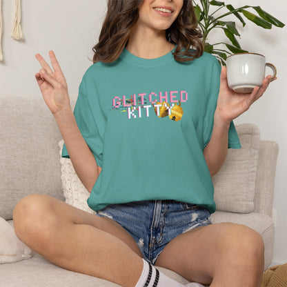 Glitched Kitty Tee Retro Pixel Cat Graphic Tee  Glitchcore
