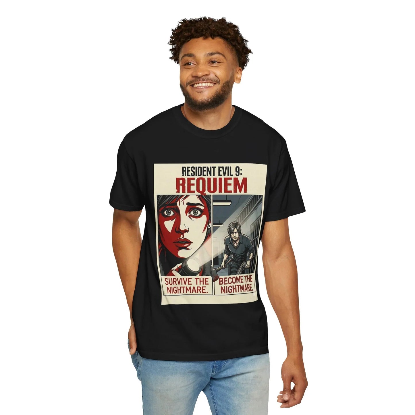 Resident Evil 9 Requiem T-Shirt - Grace vs Leon Gameplay Graphic Tee