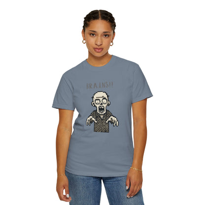 Pixel Zombie 'BRAINS!!' T-Shirt  By Aprasi