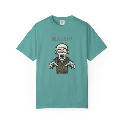 Pixel Zombie 'BRAINS!!' T-Shirt  By Aprasi
