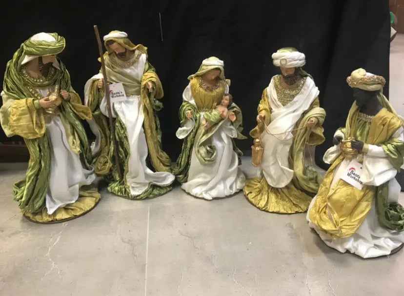 Religious Handmade Christmas Nativity Set with Manger (35–50cm) & Angel – Holy Family with Angel Religious Scene, Christian Christmas Home Decor & Holiday Gift ✨