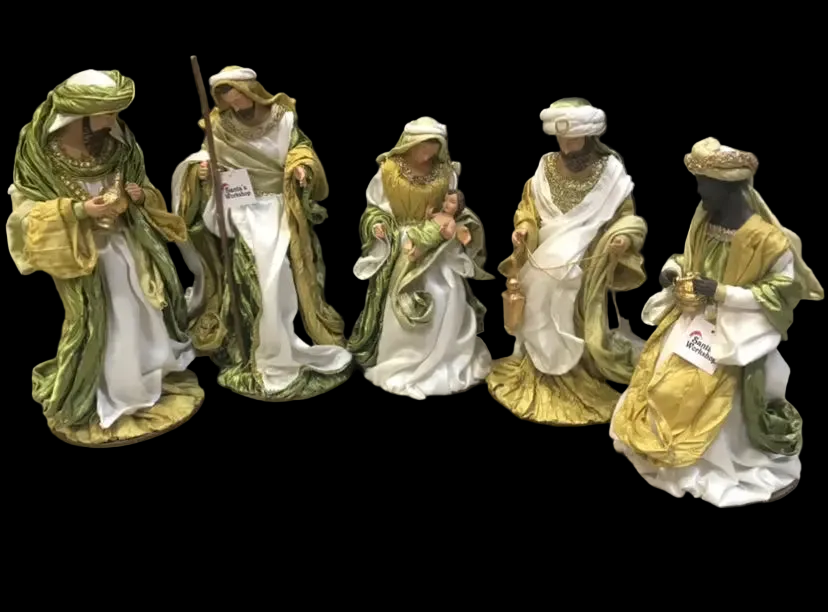 Religious Handmade Christmas Nativity Set with Manger (35–50cm) & Angel – Holy Family with Angel Religious Scene, Christian Christmas Home Decor & Holiday Gift ✨