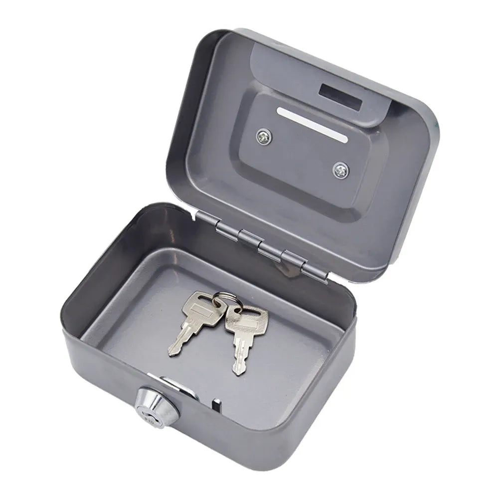 Green Lockable Metal Cash Box with Coin Slot Portable Money Storage Box Small Savings Bank Key Lock Cash Holder Organiser for Coins Notes Home Office Use 115x85x58mm