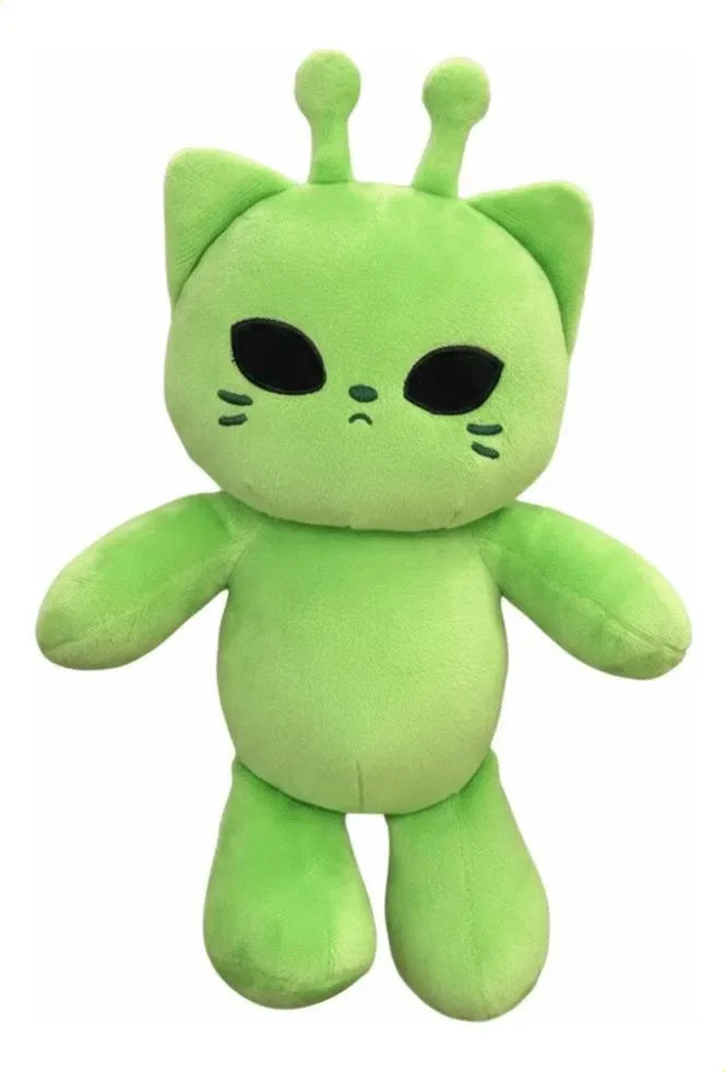 Alien Cat Plush Toy - Handmade Kawaii Green Extraterrestrial Stuffed Animal Plushie Gift