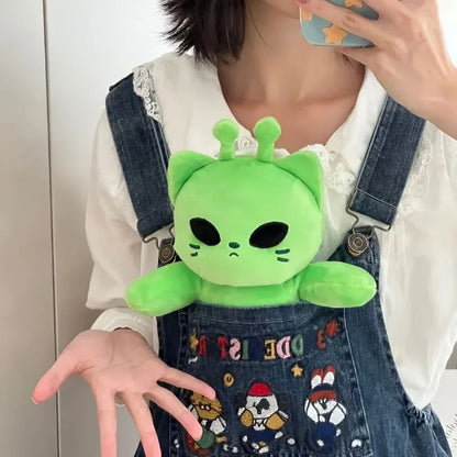 Alien Cat Plush Toy - Handmade Kawaii Green Extraterrestrial Stuffed Animal Plushie Gift