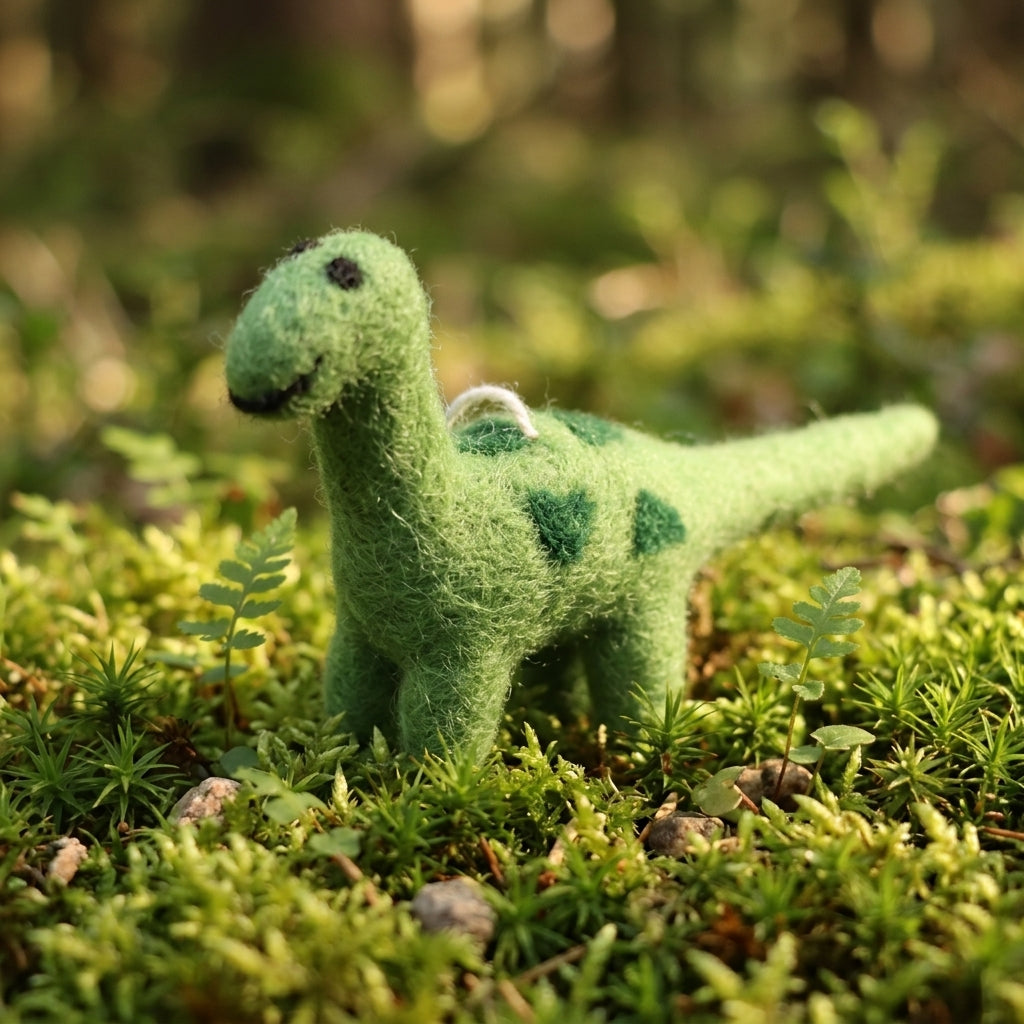 Handmade Wool Felt Brachiosaurus Dinosaur Ornament