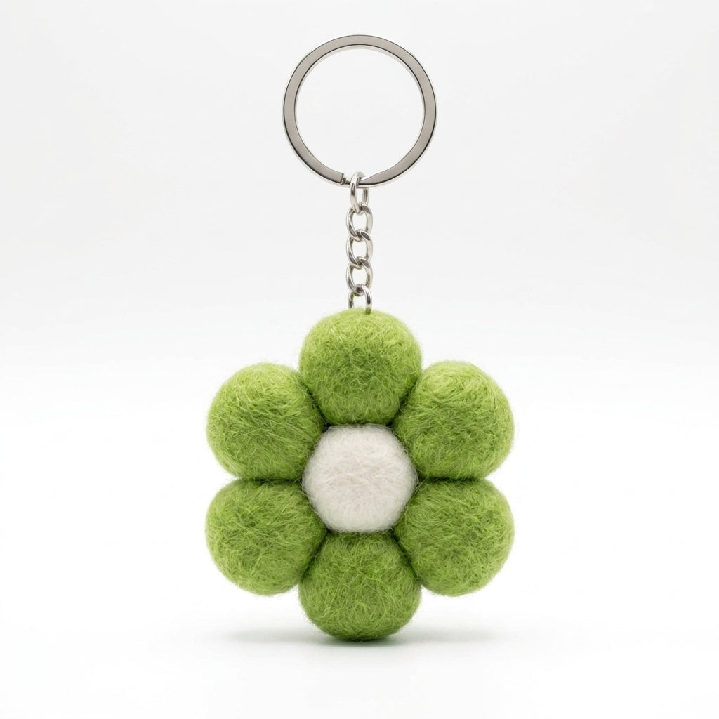 Handmade Wool Felt Large Flower Keyring