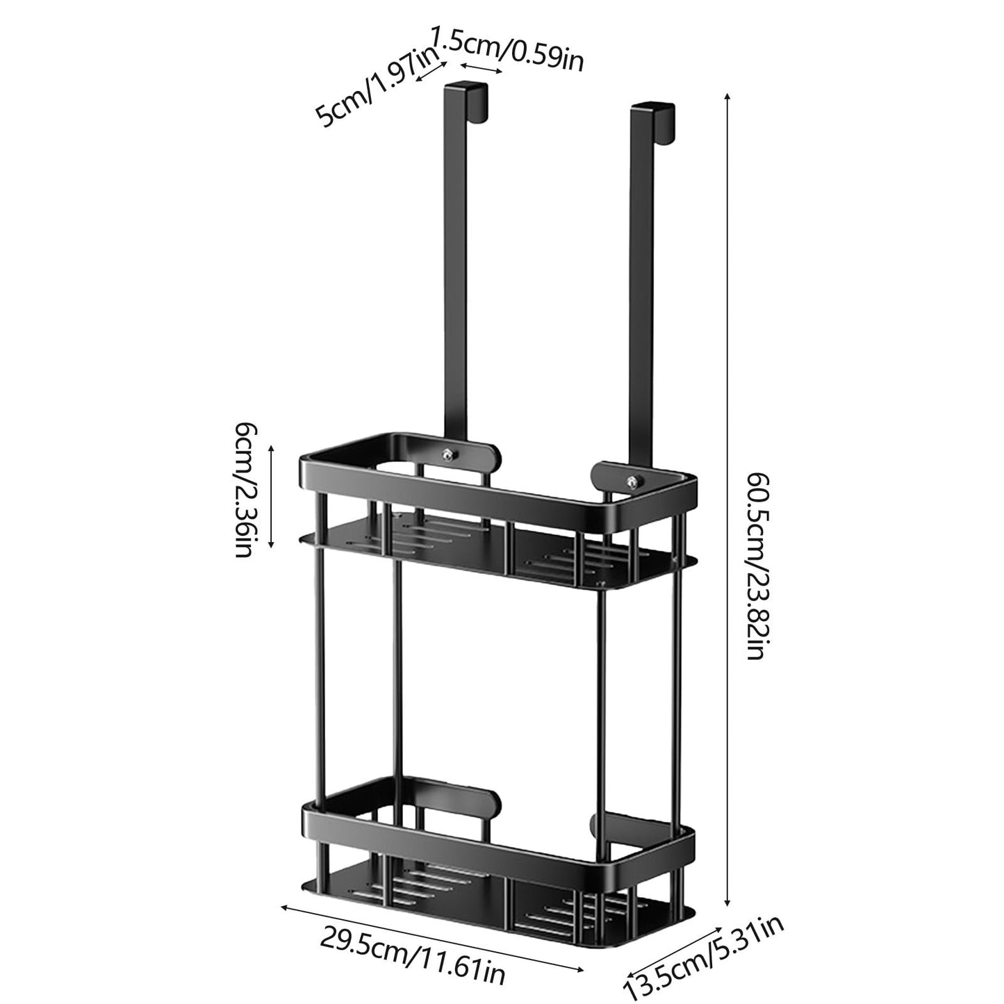 Grrvtrz 2-Tier Hanging Shower Caddy Over The Door Large Capacity Hanging Shower Organizer Sturdy Rust Proof Shelf Basket Storage Rack No Drilling,Bathroom Decor,Bathroom Accessories 15.75*6.69*2.76 A