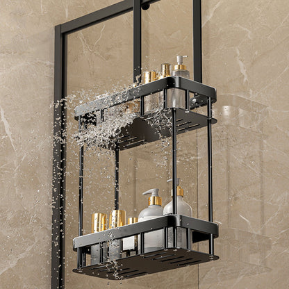 Grrvtrz 2-Tier Hanging Shower Caddy Over The Door Large Capacity Hanging Shower Organizer Sturdy Rust Proof Shelf Basket Storage Rack No Drilling,Bathroom Decor,Bathroom Accessories 15.75*6.69*2.76 A