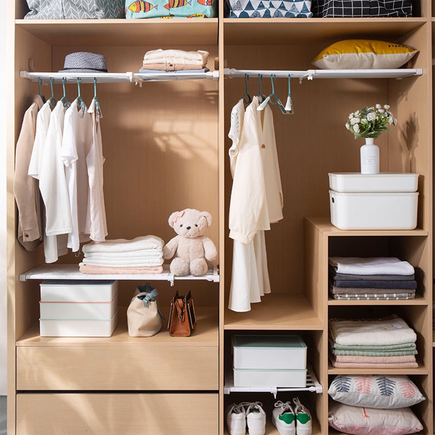 Grrvtrz ,Closet Organizer Shelf Adjustable Wardrobe Divider Multi-Tier Shelf Divider Space- Closet Partition,Clothes Storage，Storage and Organization