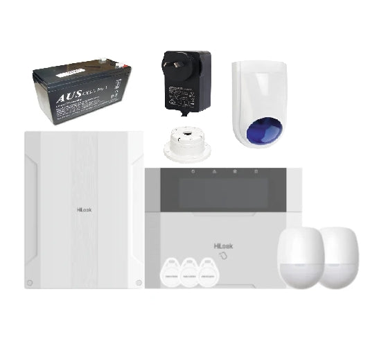 HiLook HA‑ALARM‑KIT1 AX Hybrid Pro Wired Alarm Kit – 8‑Zone Control Panel + Keypad + 2 PIRs + 3 Tags + Siren kit