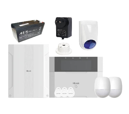 HiLook HA‑ALARM‑KIT1 AX Hybrid Pro Wired Alarm Kit – 8‑Zone Control Panel + Keypad + 2 PIRs + 3 Tags + Siren kit