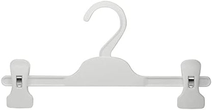 HANGERWORLD Kids Pants Hanger with Adjustable Clips (10 Pack, White) - 11inch Perfectly Sized for Baby, Kids, Child and Teens Pants, Skirts, Slacks and Jeans