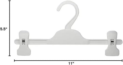 HANGERWORLD Kids Pants Hanger with Adjustable Clips (10 Pack, White) - 11inch Perfectly Sized for Baby, Kids, Child and Teens Pants, Skirts, Slacks and Jeans