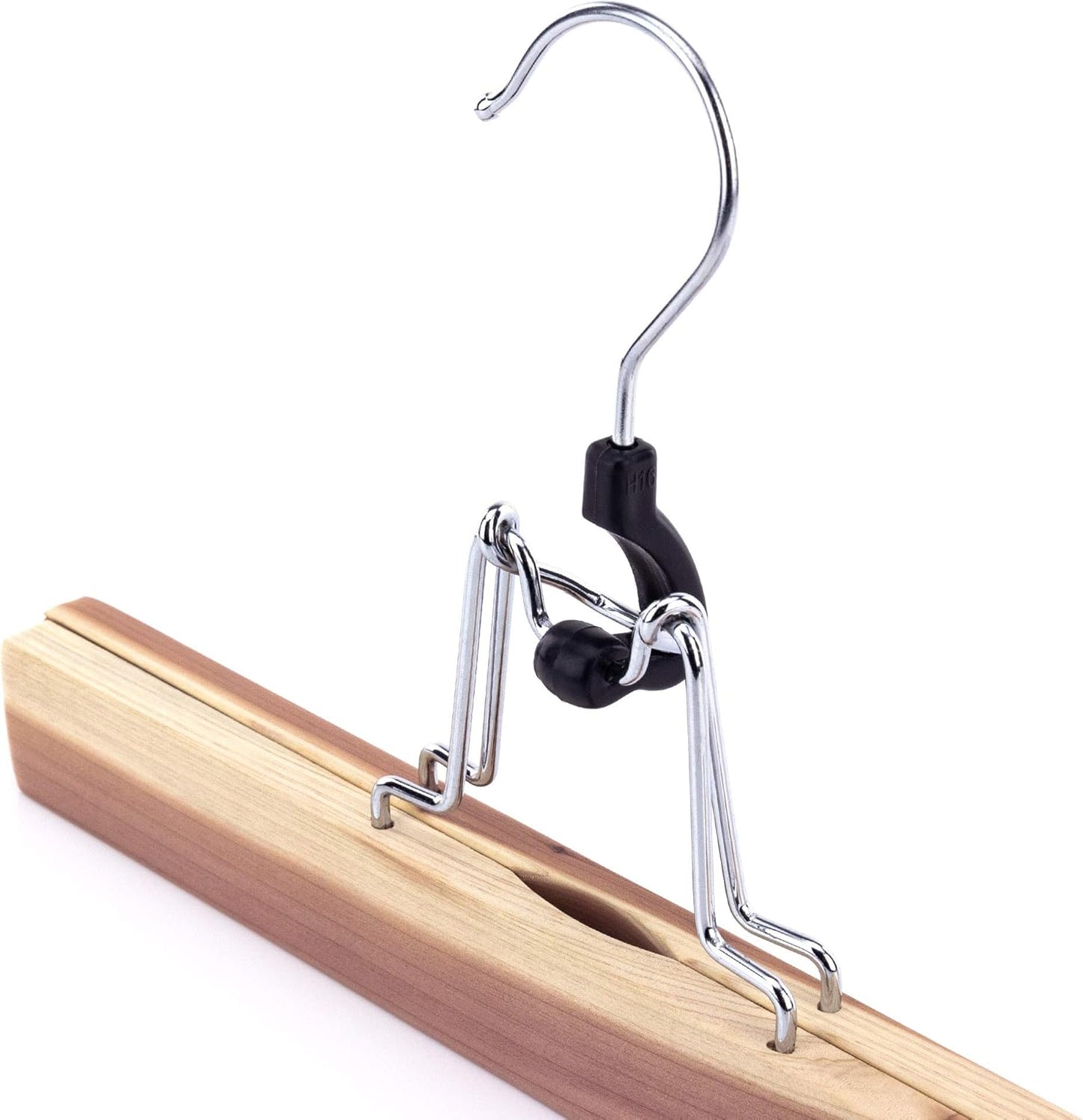 HANGERWORLD Pack of 10 Skirt and Pants Hangers with Clamp Clips, 10.6inch American Cedar Wood Hanger