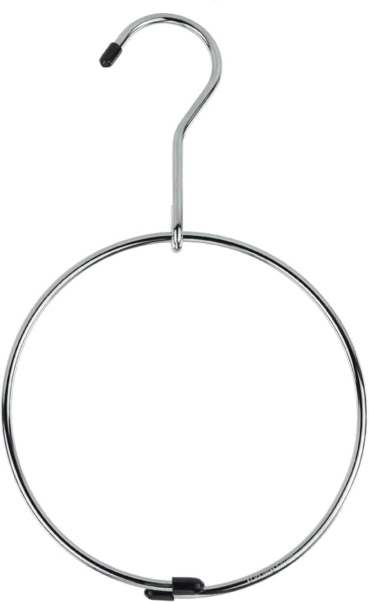 Chrome ring belt hanger with black hook, single organizer loop