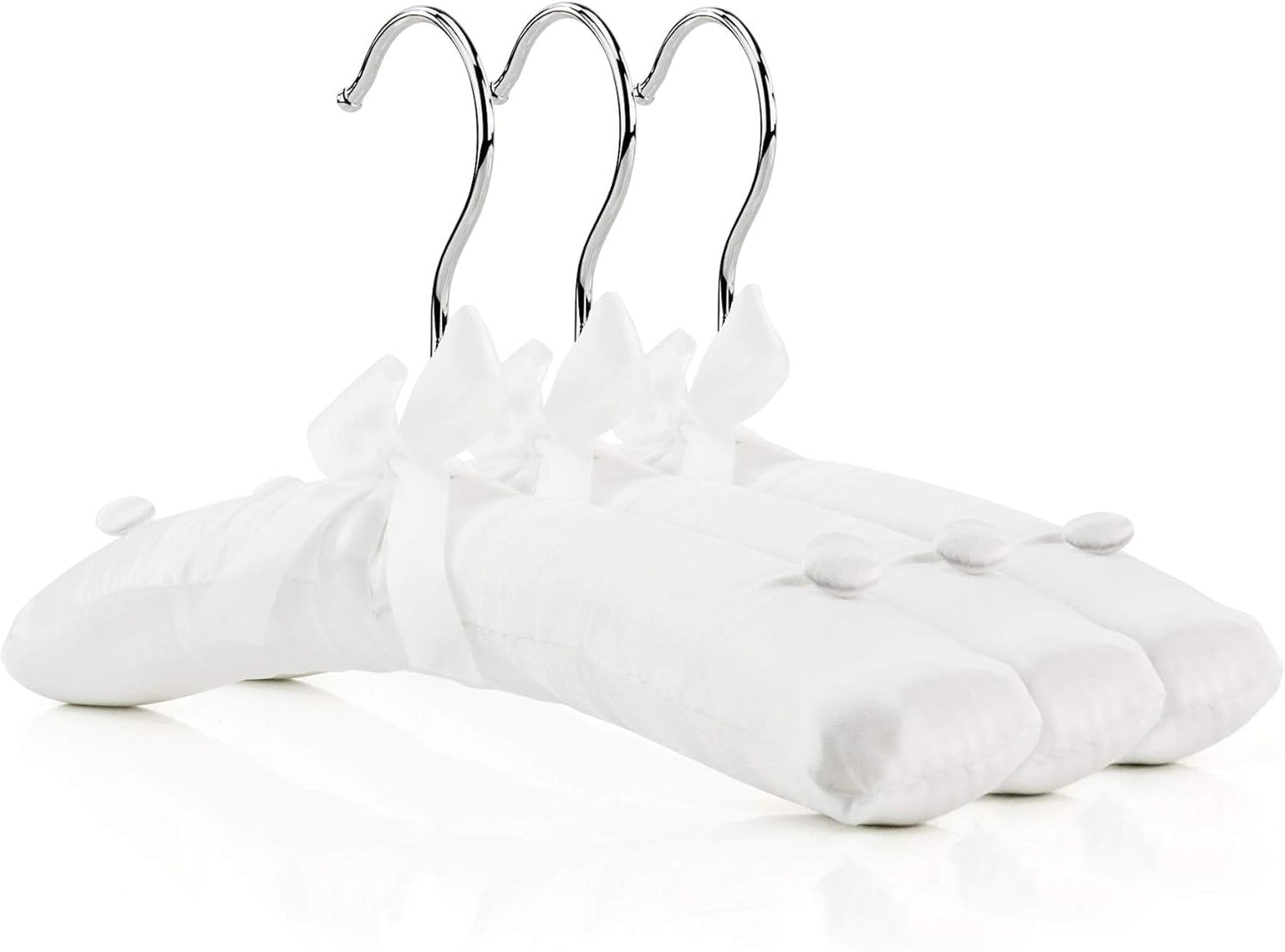 HANGERWORLD Pack of 3 Small Kids Satin Padded Hangers - 11.8inch Soft White Infant, Toddler and Baby Hangers for Nursery Closet