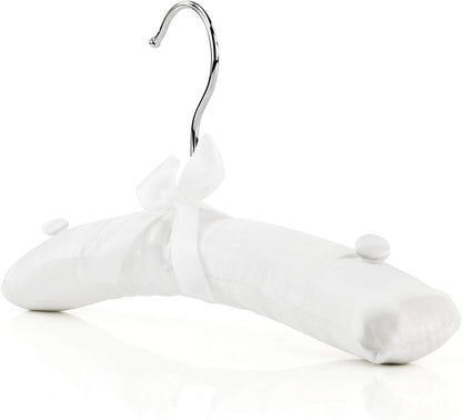 HANGERWORLD Pack of 3 Small Kids Satin Padded Hangers - 11.8inch Soft White Infant, Toddler and Baby Hangers for Nursery Closet